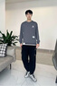 CUOARCHL品牌聯(lián)名衛(wèi)衣男春秋季新款休閑寬松打底衫大碼情侶假兩件長袖上衣 灰色（NE01） XL （推薦體重125-140斤） 曬單實(shí)拍圖