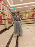乖奇奇（ALERTCHYCHY）兒童禮服公主裙花童婚紗小女孩生日主持人高端女童鋼琴演出服大童 灰色長(zhǎng)款中袖01-C2 130cm(130cm) 曬單實(shí)拍圖