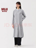 無印良品（MUJI）女式 水洗 平紋 立領(lǐng)長(zhǎng)袖連衣裙女裝裙子25年春季連身裙 襯衫裙 深藏青色條紋 S （155/80A） 曬單實(shí)拍圖