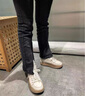James Kevin品牌拼色兩穿休閑小白鞋女2025春季新款舒適單鞋小眾搖搖厚底板鞋 淺灰色 36 230mm 曬單實(shí)拍圖