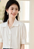 品彩（PinCai）短袖襯衫女法式泡泡袖通勤面試襯衣高級感職業(yè)襯衫P52S098 曬單實拍圖