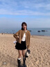 矜持范外套女美式復(fù)古立領(lǐng)小香風(fēng)短款外套女休閑帥氣風(fēng)夾克機(jī)車服上衣 焦糖棕 M 100-115斤 曬單實拍圖
