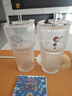高顏值豎條紋水杯玻璃杯帶蓋帶吸管茶杯家用 豎紋竹節(jié)杯 600ml 1只 曬單實(shí)拍圖