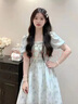 紫昕月法式初戀碎花連衣裙女夏2024新款氣質收腰顯瘦小個子仙女長裙淑女 碎花藍 XL 曬單實拍圖