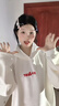 LDBE美式刺繡連帽衛(wèi)衣女春秋新款加絨寬松小眾設(shè)計(jì)感oversize外套上衣 白灰色【春秋薄款】 M 【80-100斤】 曬單實(shí)拍圖