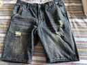 HIPANDA破洞牛仔短褲男2025夏季新款潮牌復古刮爛寬松男士五分褲 藍色 【官方正品】 34 建議體重160-175斤 曬單實(shí)拍圖