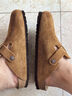 BIRKENSTOCK勃肯德國進(jìn)口男女款牛皮絨面革軟底Boston包頭拖鞋 棕色窄版1009543 39 曬單實(shí)拍圖