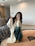 COCOLIMITE皮草 靜奢大衣 進(jìn)口秘魯蘇力羊駝絨羊毛大衣毛呢外套女 白色 M 曬單實(shí)拍圖