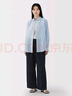 無(wú)印良品（MUJI）女式 漢麻水洗襯衫領(lǐng)長(zhǎng)袖襯衫女士襯衣外套外衣 25年夏季女裝上衣 藍(lán)色條紋 M （160/84A） 曬單實(shí)拍圖