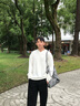 樂著LEZORA莫代爾羊毛松弛感V領(lǐng)空氣層長袖衛(wèi)衣男 白色 L 曬單實拍圖