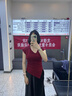Olrain歐芮兒紅色設(shè)計感V領(lǐng)T恤女夏季2025新款修身顯瘦套頭上衣 紅色 S 曬單實拍圖