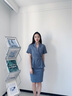 紫魅俏夏季短袖職業(yè)套裙工作服正裝美容師正裝酒店服務(wù)員工裝珠寶店西服 蘭色 2XL 曬單實拍圖