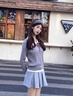 EPET學(xué)院風(fēng)娃娃領(lǐng)麻花內(nèi)搭針織套頭套裝女秋冬高腰半身裙外搭毛衣外套 針織上衣 M 95-105斤 曬單實(shí)拍圖
