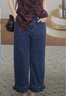 闊色（kuose）藍(lán)色荷葉花邊闊腿牛仔褲女2025春夏季新款寬松小個(gè)子直筒褲子 牛仔藍(lán) S /S 曬單實(shí)拍圖