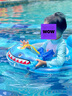 swimbobo嬰兒游泳圈卡通戲水兒童 帶水槍寶寶坐艇游泳坐圈K2006S鯊魚款式 曬單實(shí)拍圖