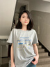 LAGOGO海島計劃新疆棉百搭度假T恤女拉谷谷2025年夏新款印花短袖 灰色 L 曬單實(shí)拍圖