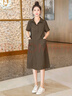 絲柏舍翻領(lǐng)短袖裙2026春夏新款女裝寬松款中長(cháng)裙口袋連衣裙 曬單實(shí)拍圖