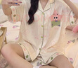 浪莎冰絲睡衣女涼感透氣短袖短褲高品質(zhì)開衫薄款網(wǎng)紅風(fēng)家居服套裝 曬單實拍圖