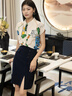 衣品元半袖短袖襯衫女夏季新款時尚洋氣印花氣質(zhì)高端上衣顯瘦減齡上衣女 花色（花色圖案位置隨機出現(xiàn)） L 165 曬單實拍圖