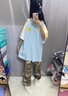 fredrical國潮chic韓版美式短袖t恤女夏季感寬松小眾別致撞色拼接上衣半袖 藍白拼接 S 建議70-80斤 曬單實拍圖