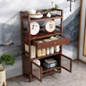 竹優(yōu)家博古架多層茶葉架置物架茶柜茶室擺件展示架新中式多寶閣茶具架子 胡桃色四層帶門(mén)帶抽68長(zhǎng)置物架 曬單實(shí)拍圖