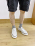 赫尼保羅品牌板鞋男新款透氣牛皮休閑鞋商務(wù)男士小白鞋百搭運(yùn)動免系帶板鞋 白色 41 (255mm) 皮鞋碼 曬單實(shí)拍圖