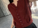 GZQJ【紅韻針織】歐若風(fēng)設(shè)計(jì)感時(shí)尚V領(lǐng)針織衫馬甲背心上衣女 60179 紅色 S 36  建議80-120斤 曬單實(shí)拍圖