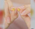 周六福黃18K金耳釘彩金四葉草耳釘耳飾生日禮物女C0913580 一對 曬單實拍圖
