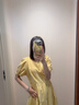 Teenie Weenie【趙露思同款】春夏季法式泡泡袖氣質白色連衣裙女裝 黃色 S 曬單實拍圖