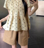 鹿依檸休閑褲女裝套裝2025夏季新款韓系減齡甜美風(fēng)小飛袖娃娃衫闊腿短褲 上衣+短褲 S 曬單實(shí)拍圖