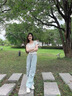 MMOPTOP美式冰絲速干薄款工裝褲子夏季女闊腿休閑褲MNVK02月光藍M 曬單實拍圖