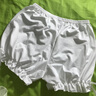 慕欣夏季薄款冰絲安全褲南瓜褲女防走光可外穿睡褲打底褲內搭裙花苞褲 白色 M 曬單實(shí)拍圖