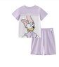 迪士尼（DISNEY）女童針織短袖睡衣套裝兒中大童家居服空調(diào)服25夏DB422BE01紫120 曬單實(shí)拍圖