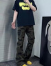 卡圖弛美式高街設計感迷彩褲子男夏季潮流復古直筒hiphop微喇工裝牛仔褲 迷彩 XL 曬單實拍圖
