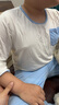 euv莫代爾兒童睡衣男女童春秋薄款女孩中大童男孩夏季空調(diào)服長(zhǎng)袖家居 中藍(lán)（拼色）【七分袖-5A抑菌】 170 曬單實(shí)拍圖