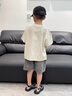 G.DUCKKIDS小黃鴨童裝男童短袖T恤套裝夏季2025新款純棉寶寶衣服夏裝兩件套 米色 100 (建議90-98cm 2-3周歲） 曬單實拍圖