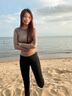 NU-JUNE女夏游泳潛水褲打底褲顯瘦長褲海邊沖浪防曬泳褲鯊魚褲顯腿長泳褲 黑顏踩腳褲 M 曬單實(shí)拍圖