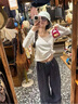 冉藝嵐同款白色防曬卷邊U領(lǐng)薄款長(cháng)袖T恤衫女裝2025春季短款修身顯瘦別致 白色T 均碼 曬單實(shí)拍圖