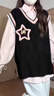 EPET秋冬三件套美式慵懶毛衣針織馬甲背心學(xué)院風(fēng)寬松輕熟襯衫百褶裙子 針織馬甲 M 100-110斤 曬單實拍圖