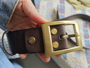 適上（FITUPON）加厚頭層牛皮皮帶男真皮線(xiàn)切銅扣針扣褲帶腰帶休閑手工復古無(wú)夾層 4mm厚度-咖啡色 120cm 曬單實(shí)拍圖