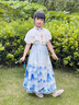 迪士尼（Disney）童裝女童漢服夏季馬面裙兒童唐裝2025新款女孩六一表演服半身裙夏 2438青花瓷套裝+項鏈 140 建議9~10歲（130-140cm） 曬單實拍圖