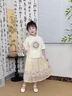 迪士尼（Disney）女大童國風馬面裙套裝夏季2025新款洋氣女孩夏裝漢服裙子兩件套 杏色【兩件套】 160 cm 曬單實拍圖