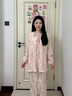 婧麒（JOYNCLEON）送胸墊月子服女夏薄款竹棉8月份7產(chǎn)后孕婦睡衣哺乳待產(chǎn)家居服 粉色玫瑰【竹棉紗·透氣排汗快】 L 曬單實拍圖