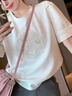 拉夏貝爾（La Chapelle）新中式國(guó)風(fēng)短袖T恤女裝2025夏季新款時(shí)尚刺繡女士復(fù)古上衣潮品 杏色 L 曬單實(shí)拍圖