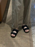 BIRKENSTOCK勃肯德國進口男女款牛皮絨面革軟底Arizona雙扣拖鞋 黑色窄版0951323 38 曬單實拍圖