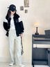 愛 西娜女大童棒球服外套2025春季新款初中生女孩時尚春秋款夾克運動上衣 黑色 150 cm 曬單實拍圖