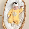 迪士尼（Disney）嬰兒衣服春秋款連體衣純棉新中式中國(guó)風(fēng)洋氣小月齡百天寶寶滿(mǎn)月服 米杏色【四季款國(guó)風(fēng)連體衣】 59cm 建議0-3月 體重9-12斤 曬單實(shí)拍圖
