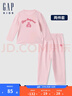 Gap【大小童同款】女童雙面磨毛長袖睡衣套裝646205 粉色 110 cm(4-5歲) 亞洲尺碼 曬單實(shí)拍圖