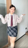 纖柔嘉格紋半身裙微胖MM短裙秋冬復(fù)古百搭女高腰a字格子包臀裙梨形身材 藍灰色格紋短裙 藍灰色格紋短裙 M 建議體重約95-110斤 曬單實拍圖