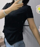 尚都比拉修身顯瘦純棉T恤女夏季設計感不規(guī)則短袖氣質上衣 黑色 M 曬單實拍圖